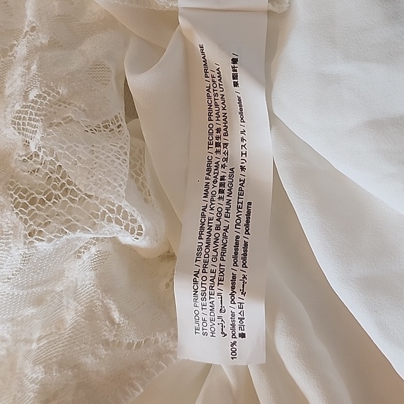 NWT Zara White Lace Top with Bow Tie Collar, Size M - Picture 9 of 9
